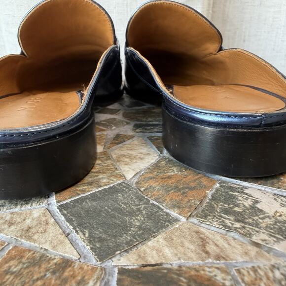 M.Gemi Women’s Leather Slide Loafers Navy Blue Size 37 / US 6.5–7 Made in Italy - Picture 11 of 13